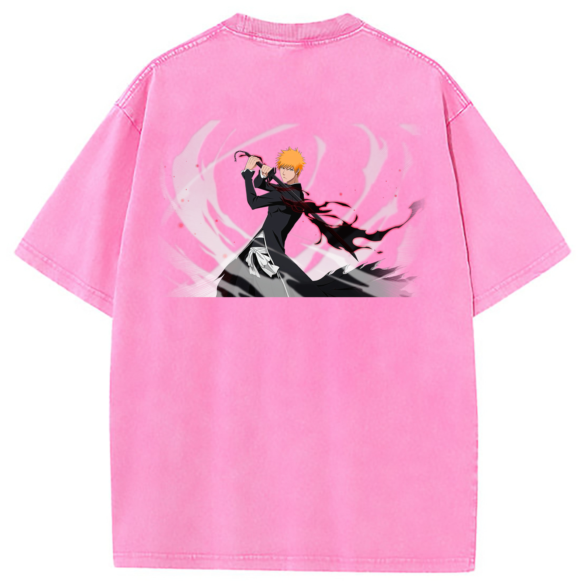 （画像用） ブリーチ 黒崎一護（くろさき いちご）BLEACH Kurosaki Ichigo 綿100% ヴィンテージ風 半袖Tシャツ（背面プリント）
